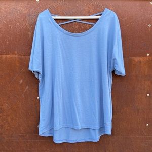 Blue backless shirt